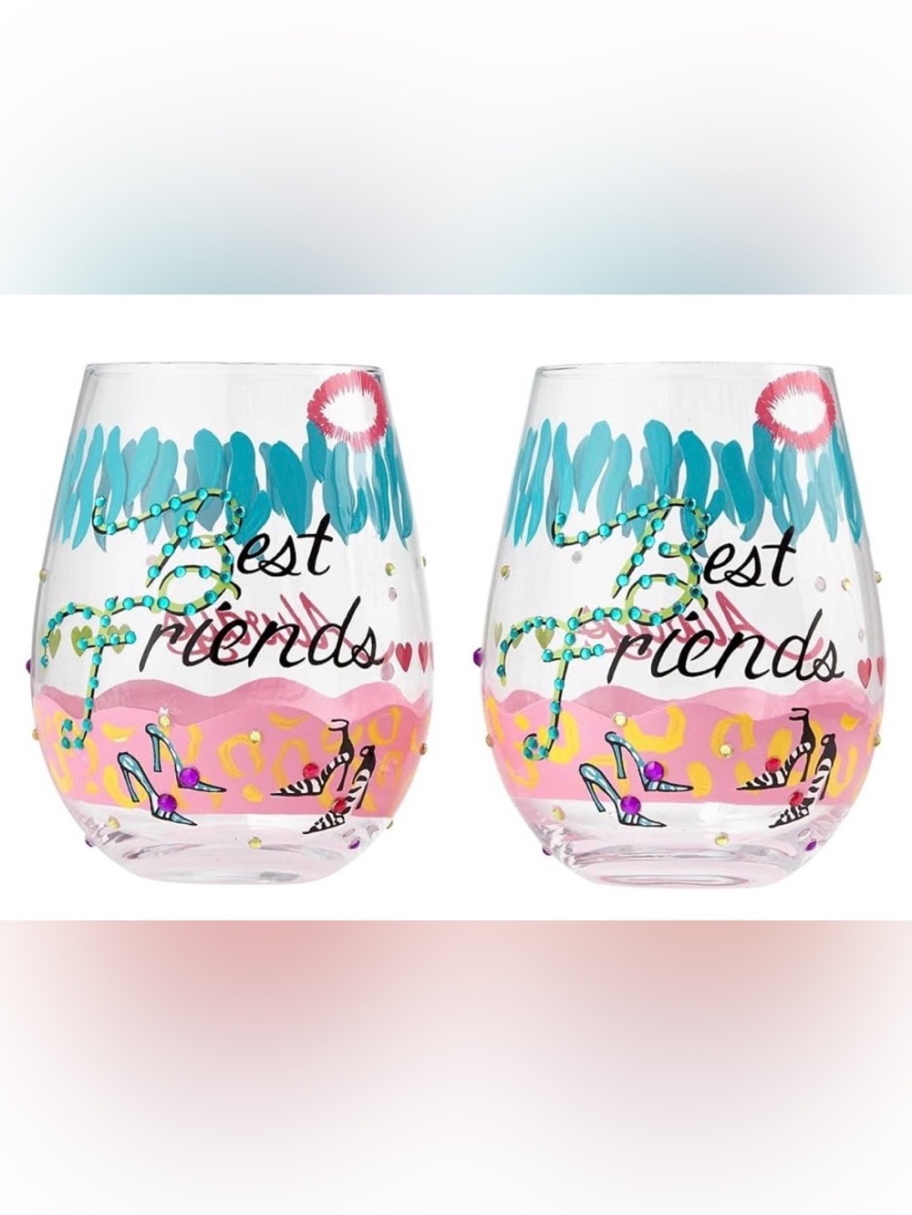 Enesco Pink Tropical Best Friends Stemless Glasses Set